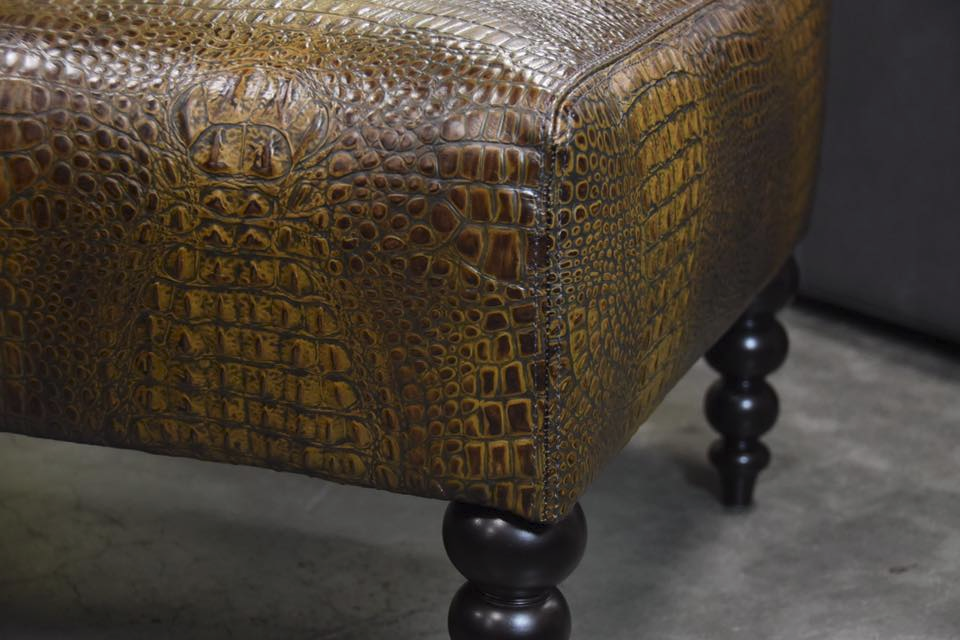 The Crocodile Ottoman England, Crocodile Embossed Leather Sofa