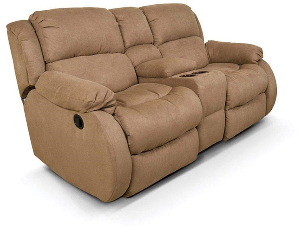 Reclining loveseat with center console by England Furniture